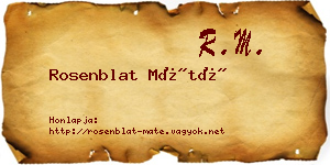 Rosenblat Máté névjegykártya
